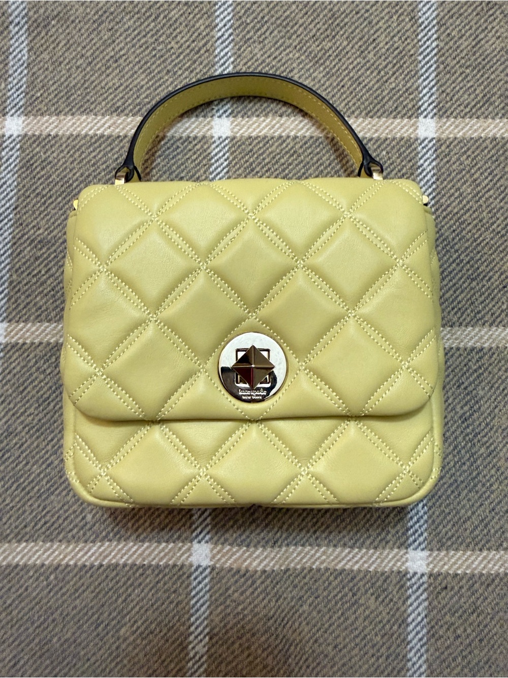 KATE SPADE NY NATALIA YELLOW QUILTED LEATHER HANDBAG/CROSSBODY CHAIN STRAP